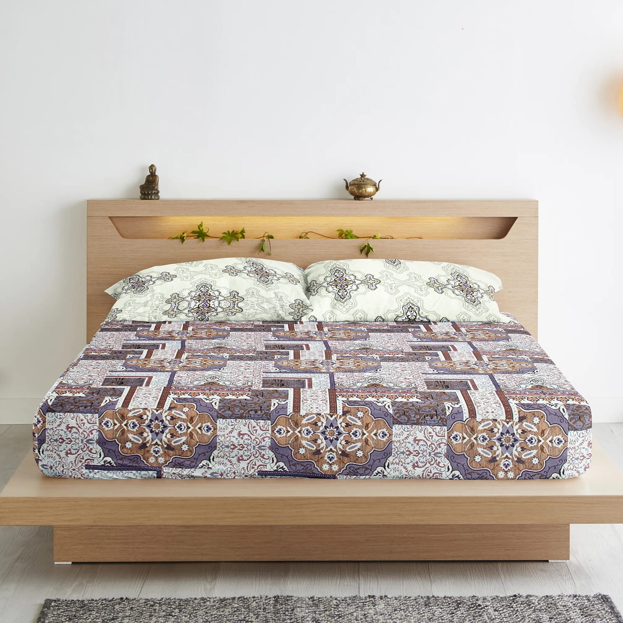 Abstract Cotton Fitted Bedsheet(300 TC) -Multicolor online in India