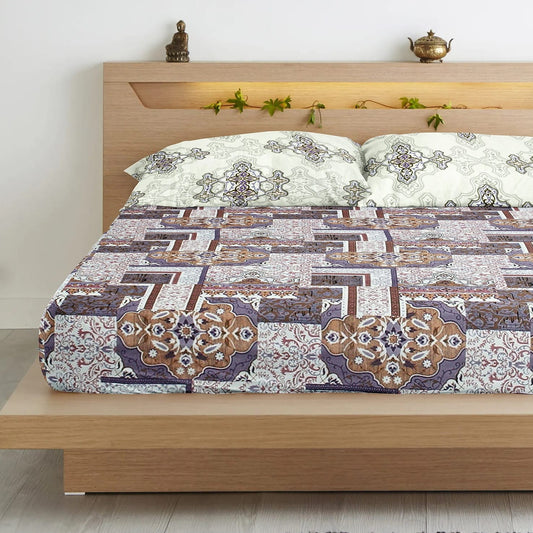 Abstract Cotton Fitted Bedsheet(300 TC) -Multicolor online in India