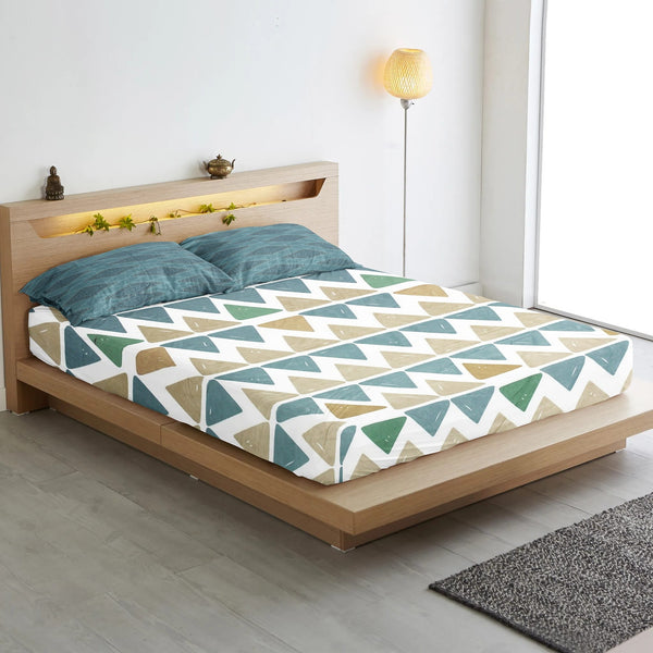 Geometrical Cotton Flat Bedsheet(300 TC) -Multicolor online in India