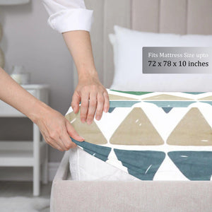 Geometrical Cotton Fitted Bedsheet(300 TC) -Multicolor online in India