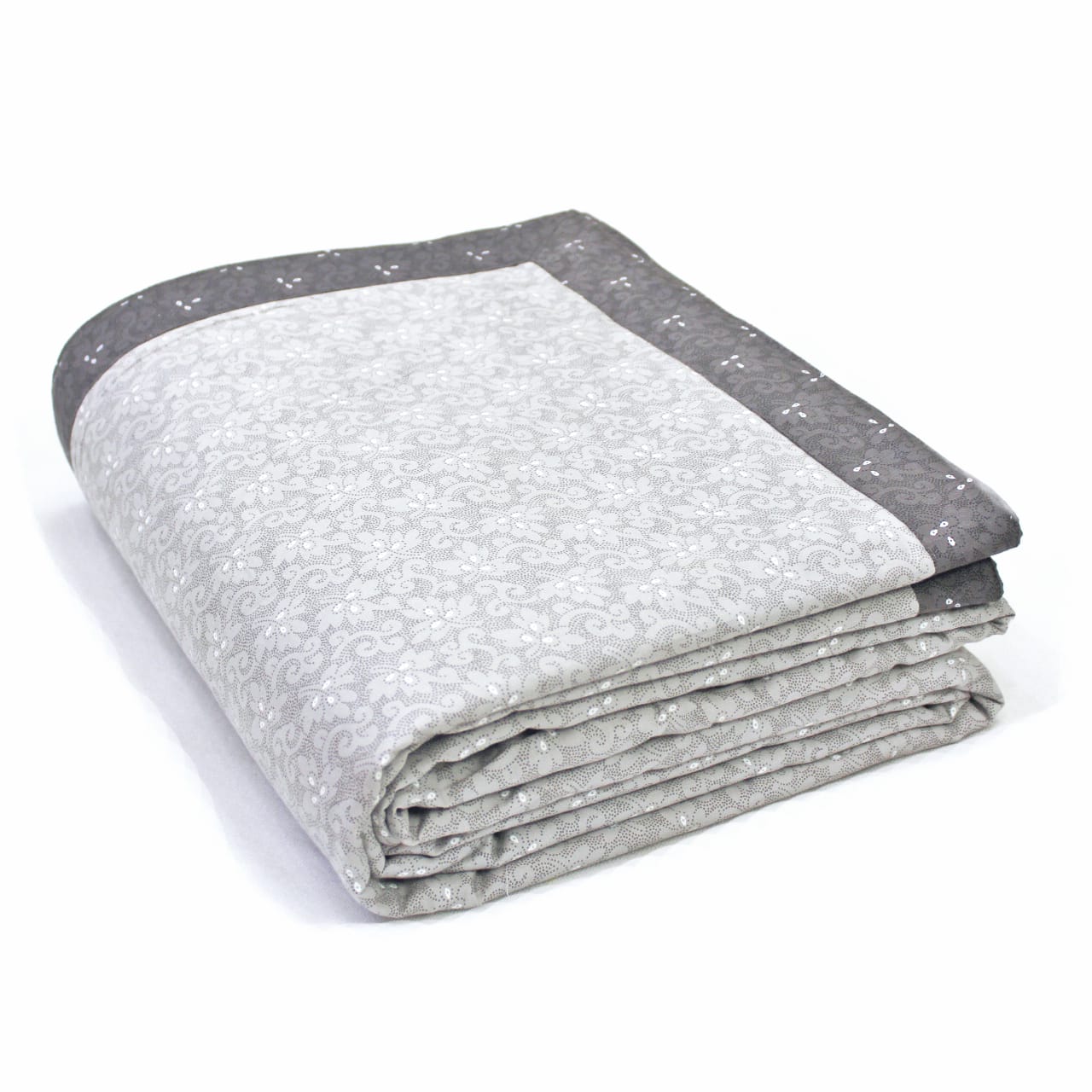Pearl Texture Floral Print 300TC Cotton Dohar Comforter In Silver At Best Prices