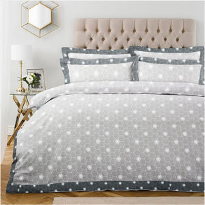 Pearl Texture Geometrical Print 300TC Cotton Dohar Comforter In Silver At Best Prices