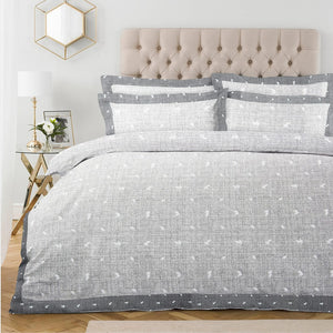 Pearl Texture Floral Print 300TC Cotton Dohar Comforter In Silver At Best Prices