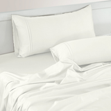 Plain 400 TC Cotton Satin Bedsheet with Pillow Covers - White