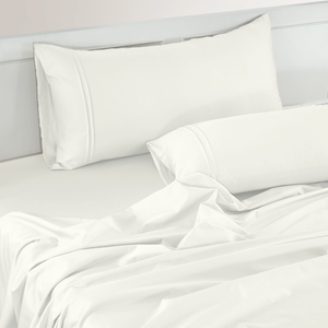 Plain 400 TC Cotton Satin Bedsheet with Pillow Covers - White