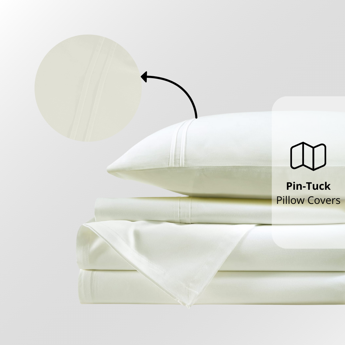 Plain Cotton Satin 400 TC Fitted Bedsheet with Pillow Covers - White