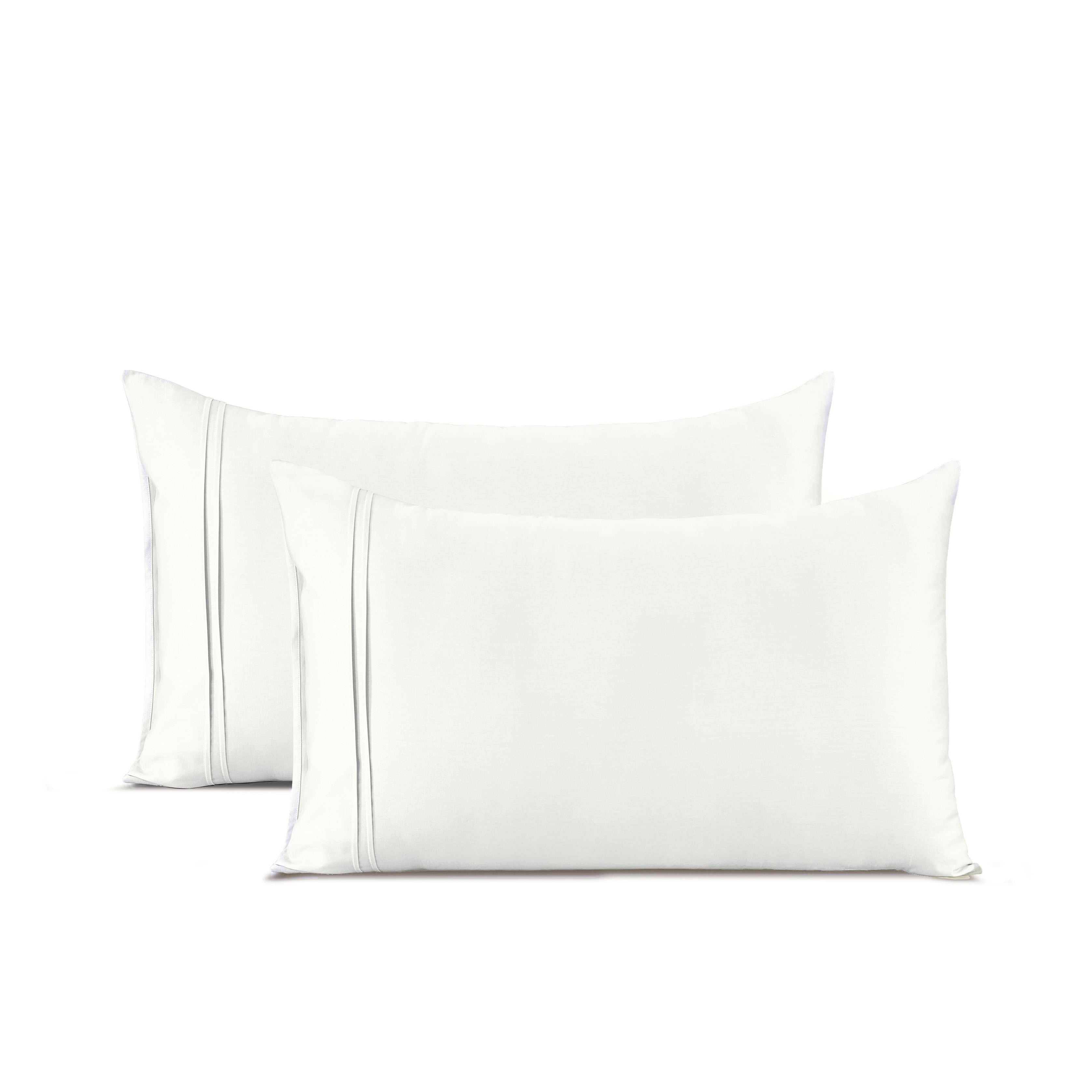 Cotton Satin 400 TC Designer Pillow Covers, White
