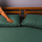 Green patterned cotton satin fitted bedsheet