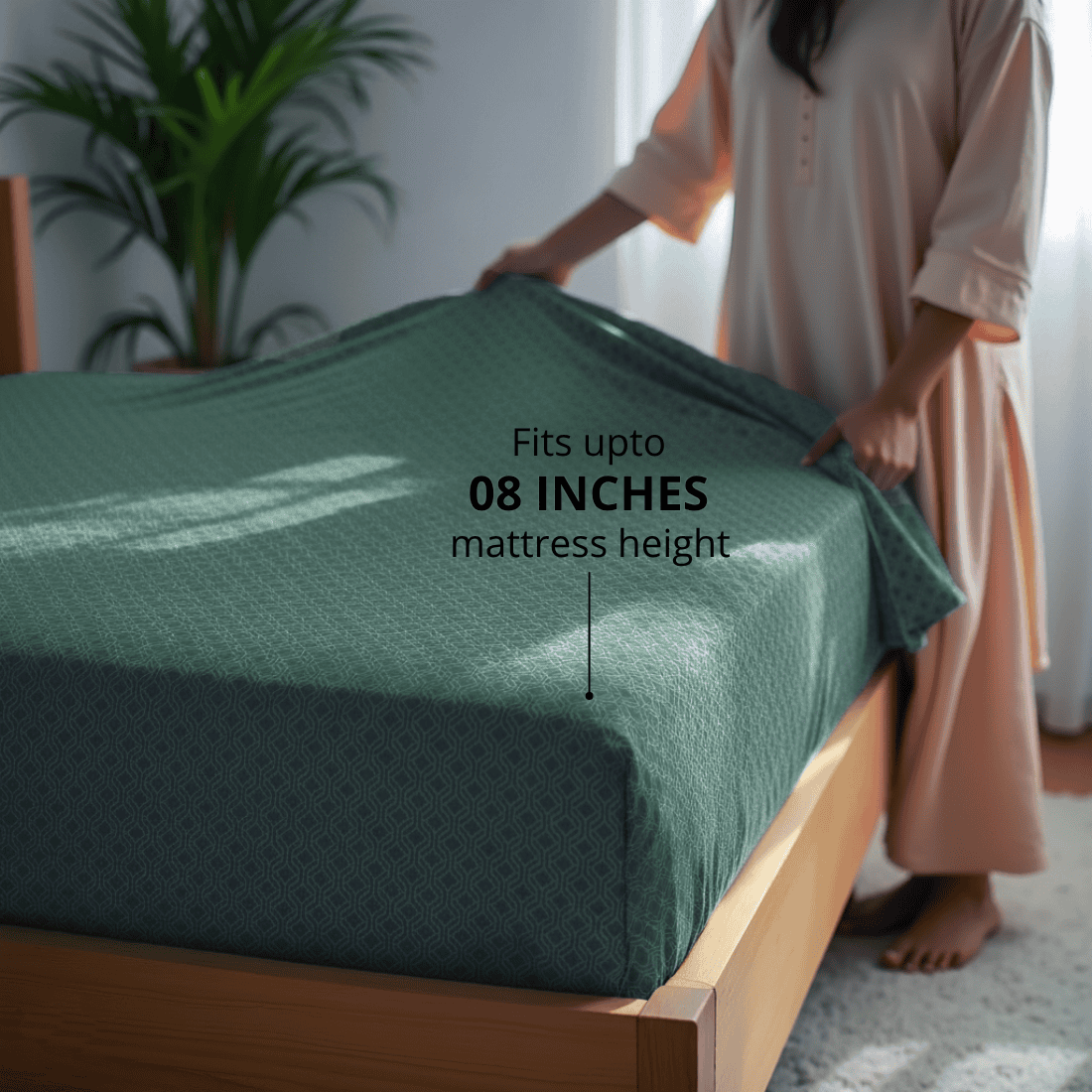 cotton satin bedsheet with elastic fit for 8 inch mattress