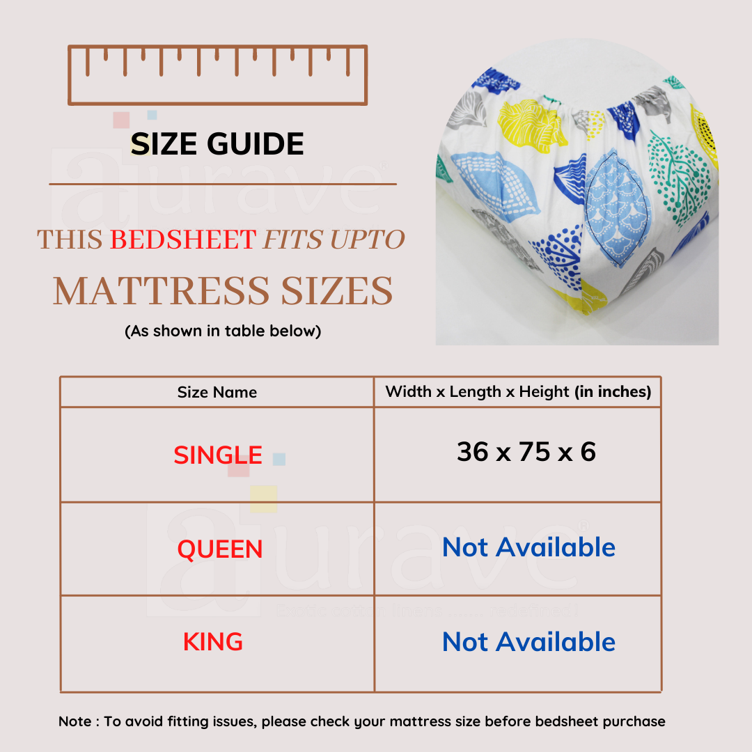 Soft Cotton Digital Print Single Fitted Bedsheet For Kids In Blue At Best Prices