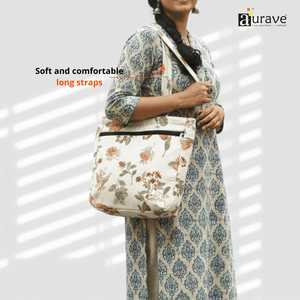 Woman carrying a Shopper/Tote Bag, Mustard