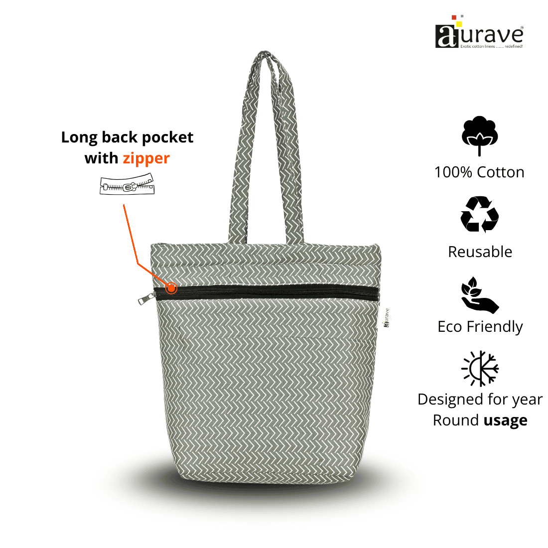 Premium Cotton Lightweight Eco-Friendly Shopper/Tote Bag, Grey