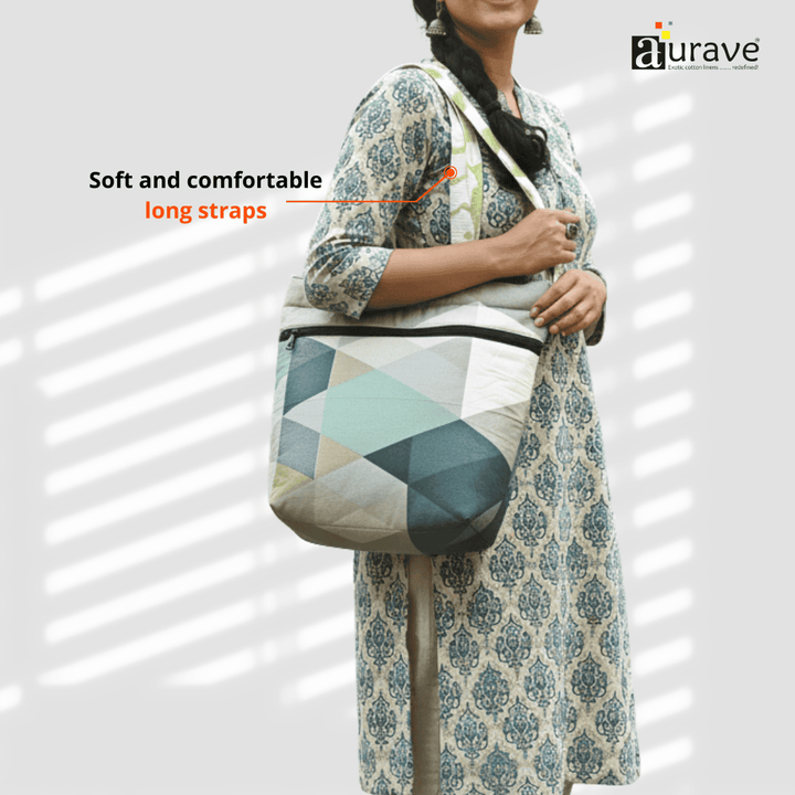 Woman holding a Premium Cotton Lightweight Eco-Friendly Shopper/Tote Bag, Multicolor