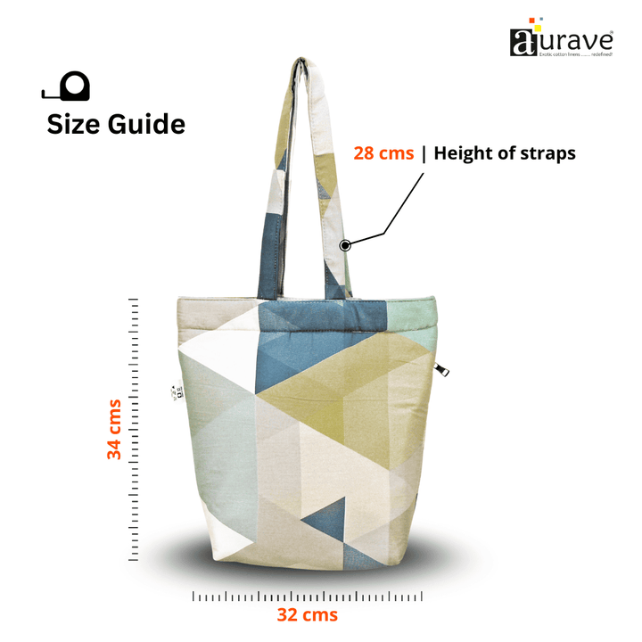 Shopper/Tote Bag, design and size guide indicating height