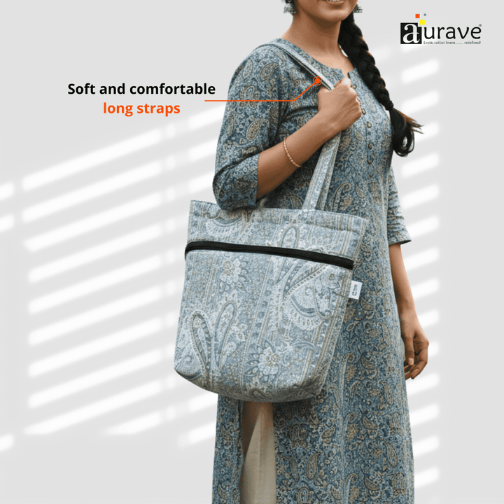 Woman holding a Cotton Lightweight Eco-Friendly Shopper/Tote Bag, Grey
