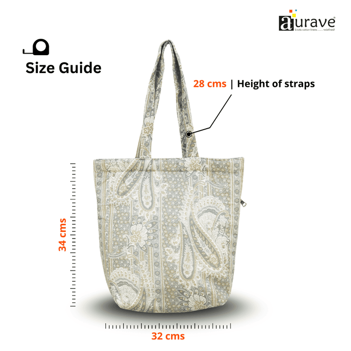 Shopper/Tote Bag 
size guide showing dimensions 