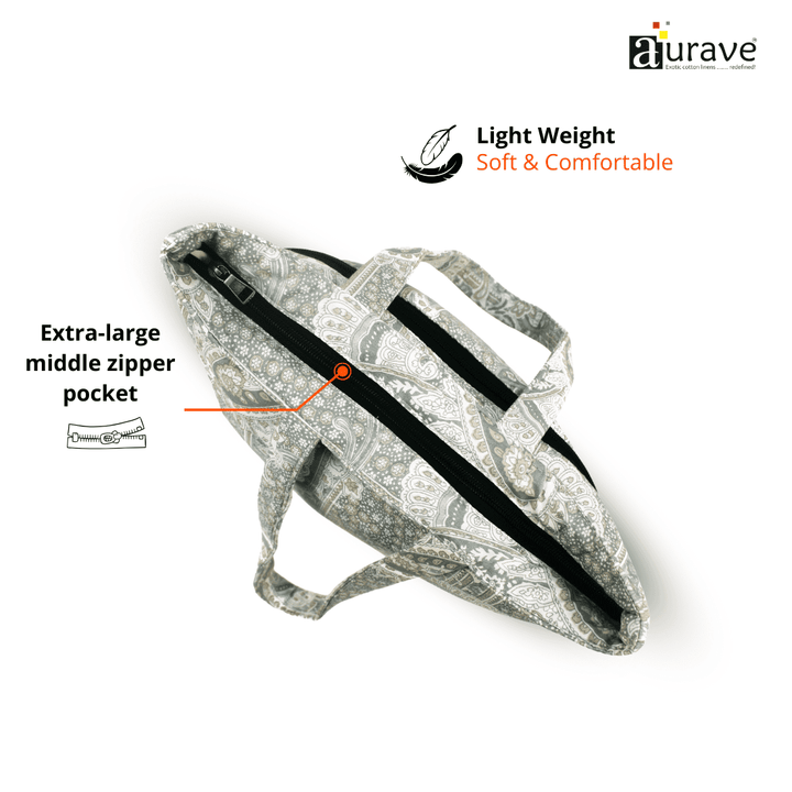 Shopper/Tote Bag, Grey backpack with extra-large middle zipper pocket 