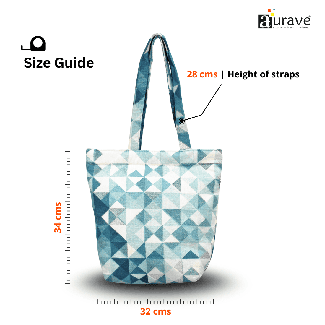Premium Cotton Lightweight Eco-Friendly Shopper/Tote Bag, Sky Blue size guide 