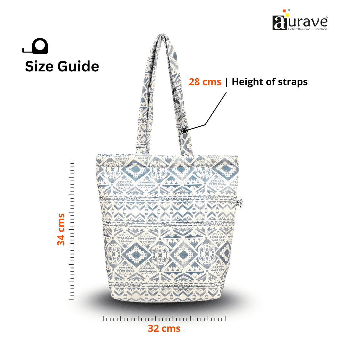 Premium Cotton Lightweight Eco-Friendly Shopper/Tote Bag, Blue with size guide 