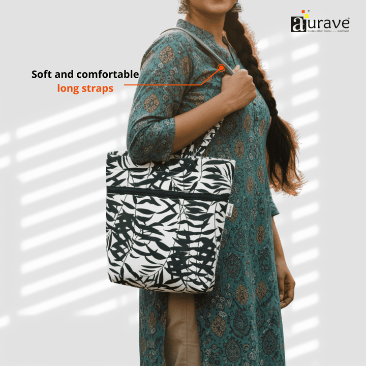 Woman holding a Premium Cotton Lightweight Eco-Friendly Shopper/Tote Bag, Black