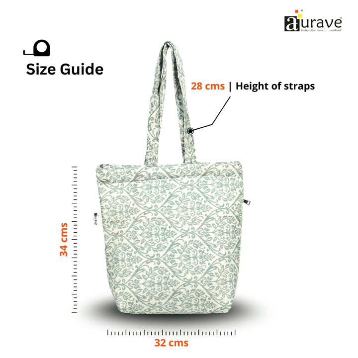 Shopper/Tote Bag with size guide showing height 