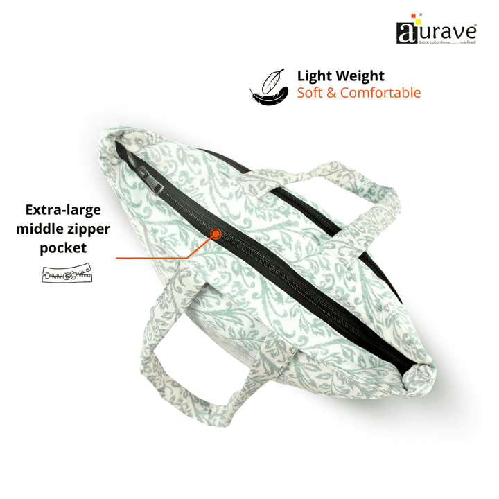 Shopper/Tote Bag, Aqua and extra-large middle zipper pocket 