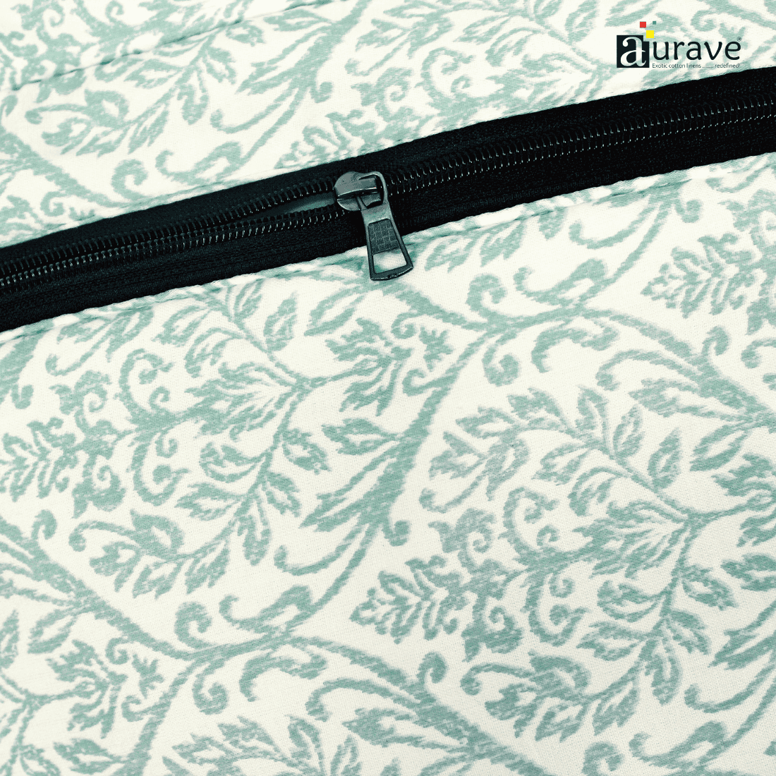 Close-up of a black zipper on Shopper/Tote Bag, Aqua