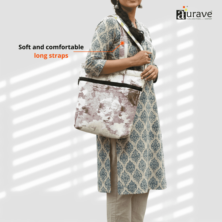 Woman holding a Premium Cotton Lightweight Eco-Friendly Shopper/Tote Bag, Rust