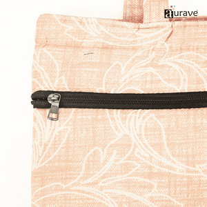 Close-up of  Shopper/Tote Bag, Peach black zipper 