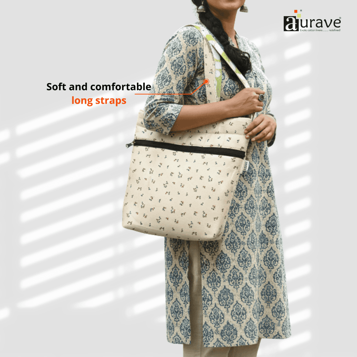 Woman holding Premium Cotton Lightweight Eco-Friendly Shopper/Tote Bag, Cream