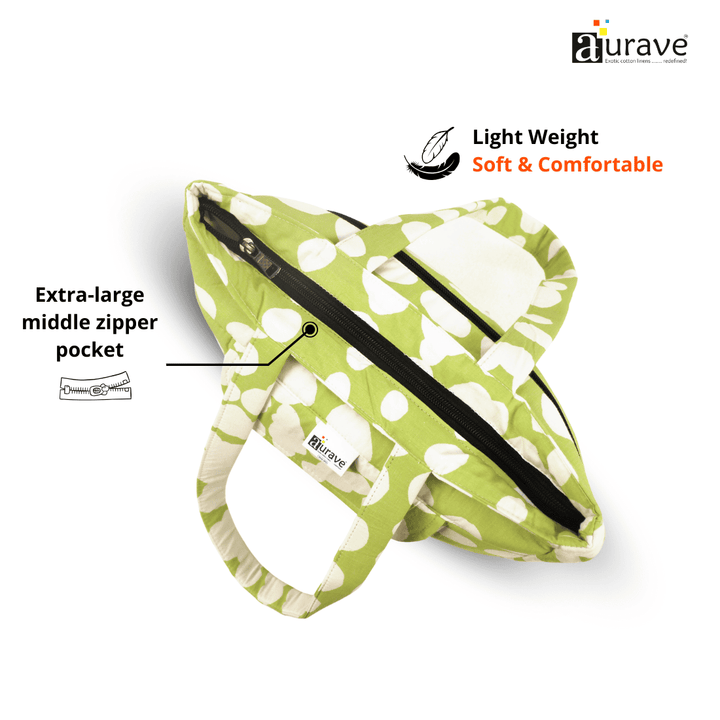 Extra Large middle zipper pocket Shopper/Tote Bag, Green