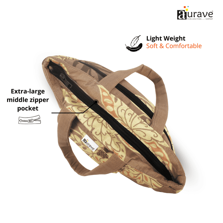 Extra Large Middle Zipper Pocket   Shopper/Tote Bag, Brown