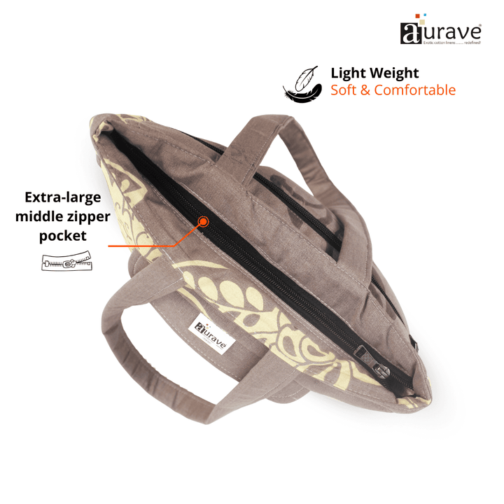 Extra-large middle zipper pocket Shopper/Tote Bag, Coffee