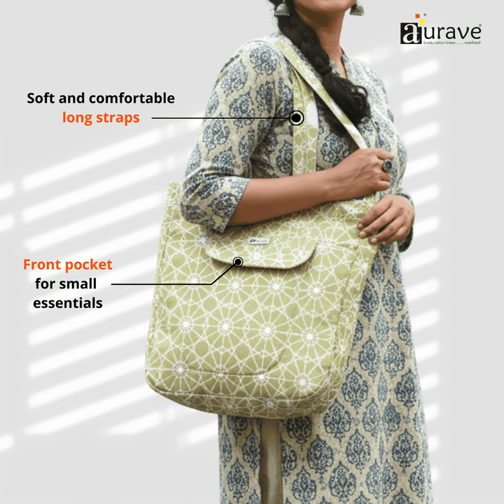 Woman holding a  Shopper/Tote Bag, Khaki