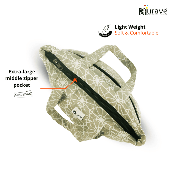 Extra-large middle zipper pocket   Shopper/Tote Bag, Khaki