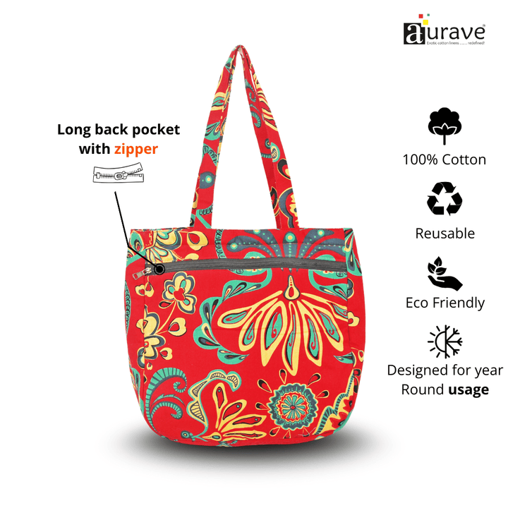 Cotton Lightweight Eco-Friendly Shopper/Tote Bag, Red   