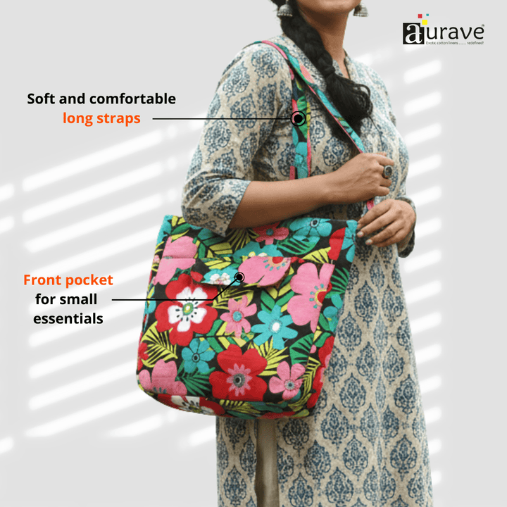 Woman holding a  Shopper/Tote Bag, Multicolor