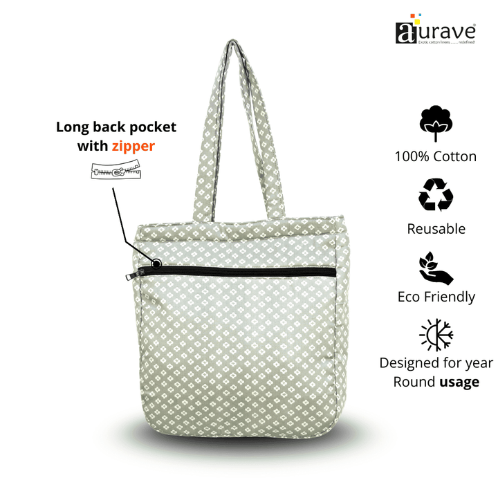 Long Back Pocket with zipper Shopper/Tote Bag, Misty Grey