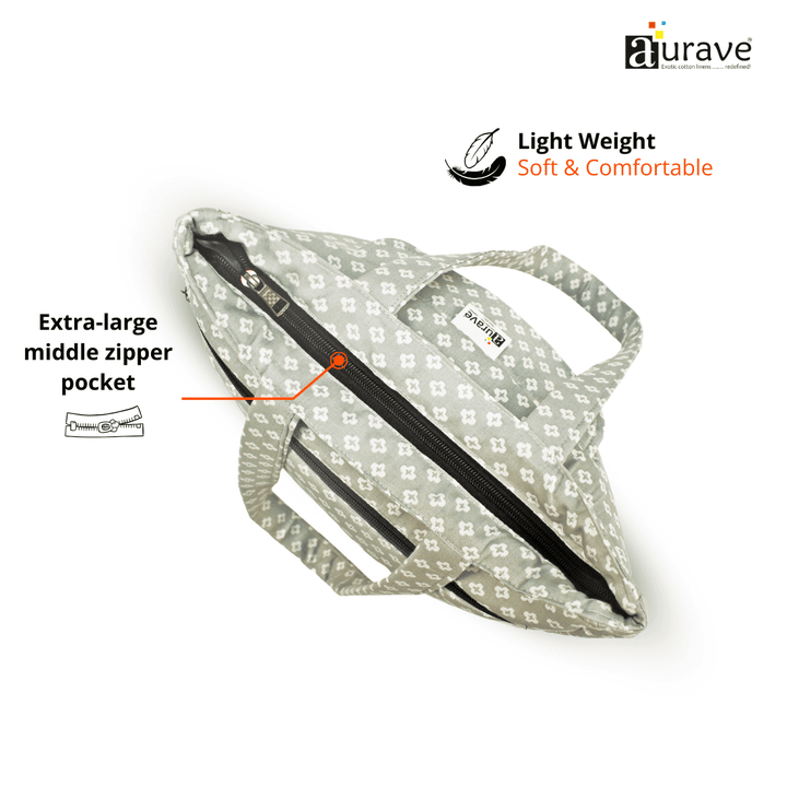 Extra large middle zipper  pocket Shopper/Tote Bag, Misty Grey