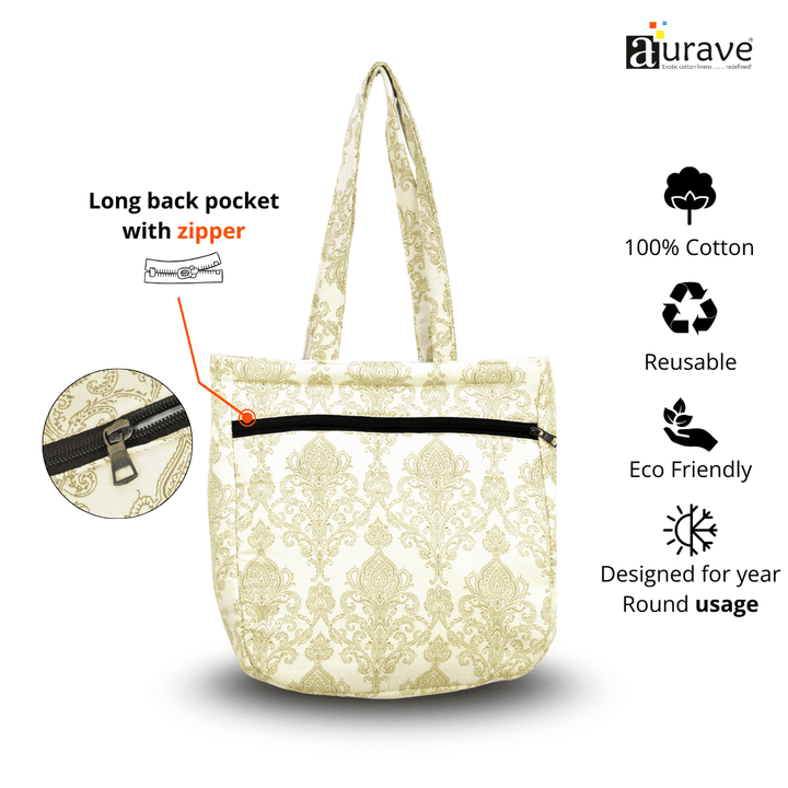 Premium Cotton Lightweight Eco-Friendly Shopper/Tote Bag, Beige
