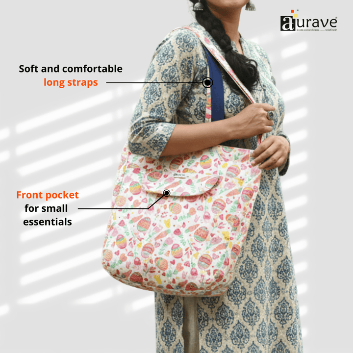 Woman holding a Premium Cotton Lightweight Eco-Friendly Shopper/Tote Bag, Pink