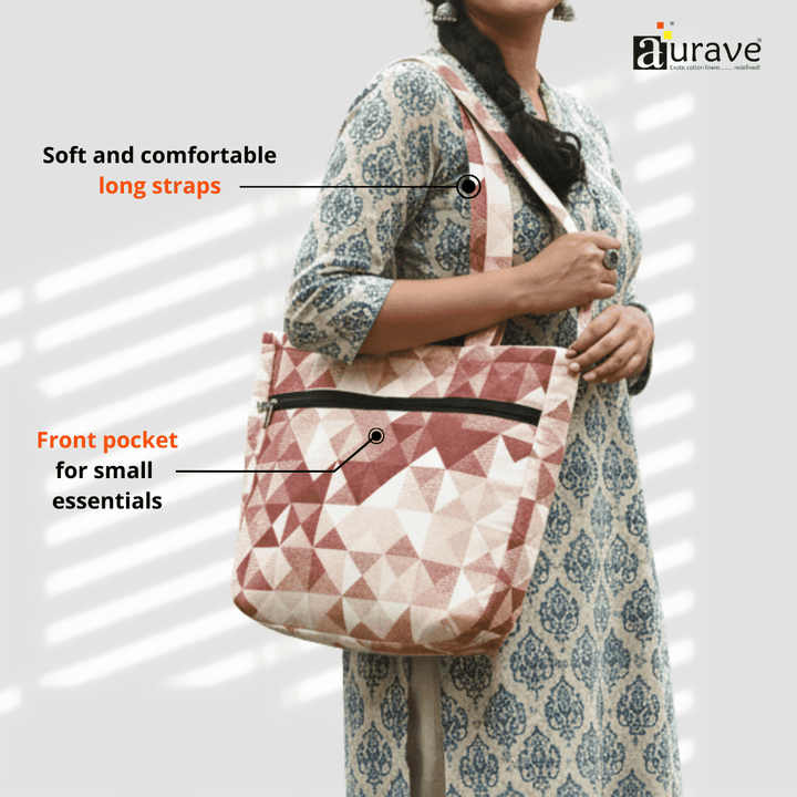 Woman holding a Premium Cotton Lightweight Eco-Friendly Shopper/Tote Bag, Rust