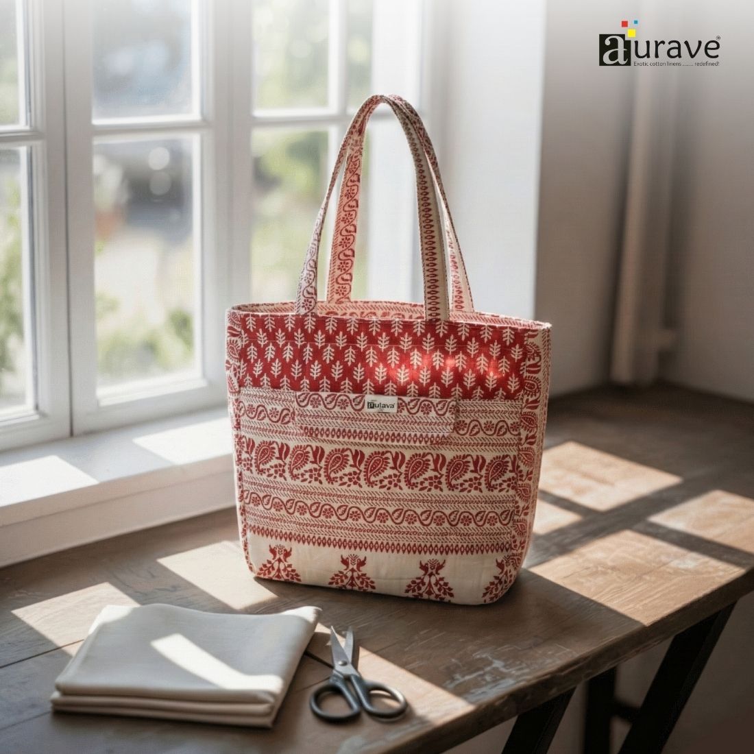 Premium Cotton Lightweight Eco-Friendly Shopper/Tote Bag, Red