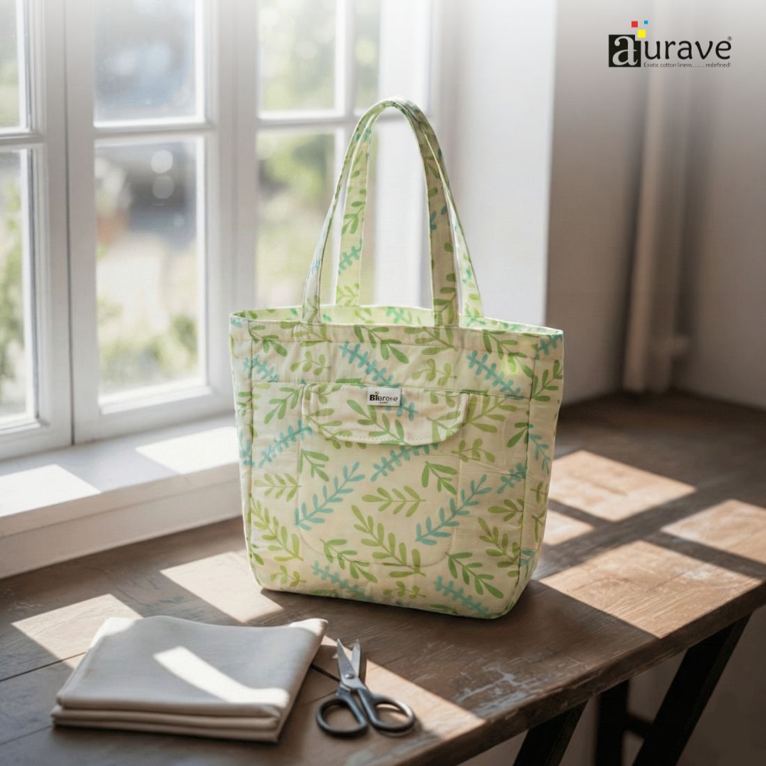 Premium Cotton Lightweight Eco-Friendly Shopper/Tote Bag, Green