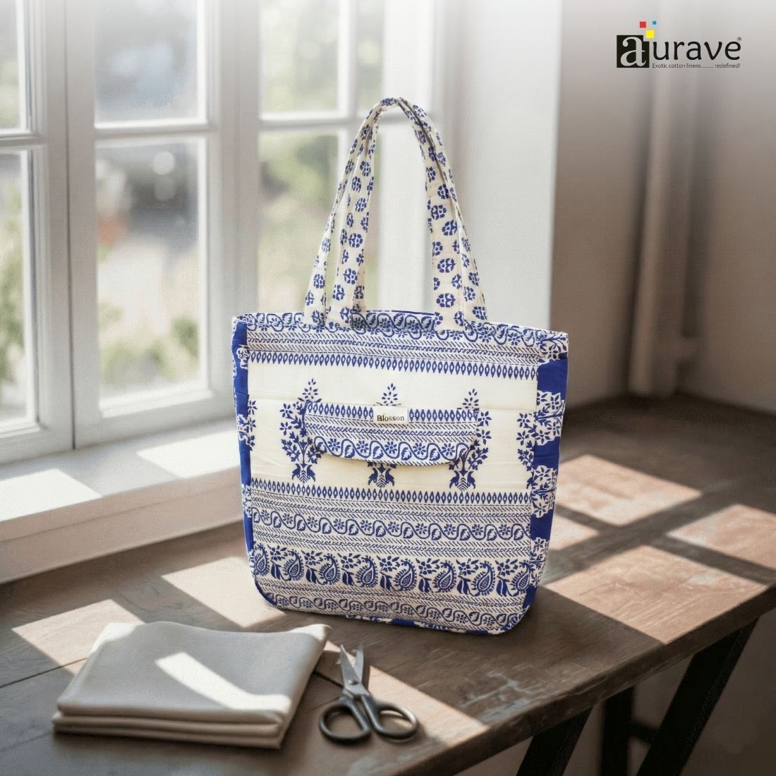 Premium Cotton Lightweight Eco-Friendly Shopper/Tote Bag, Blue