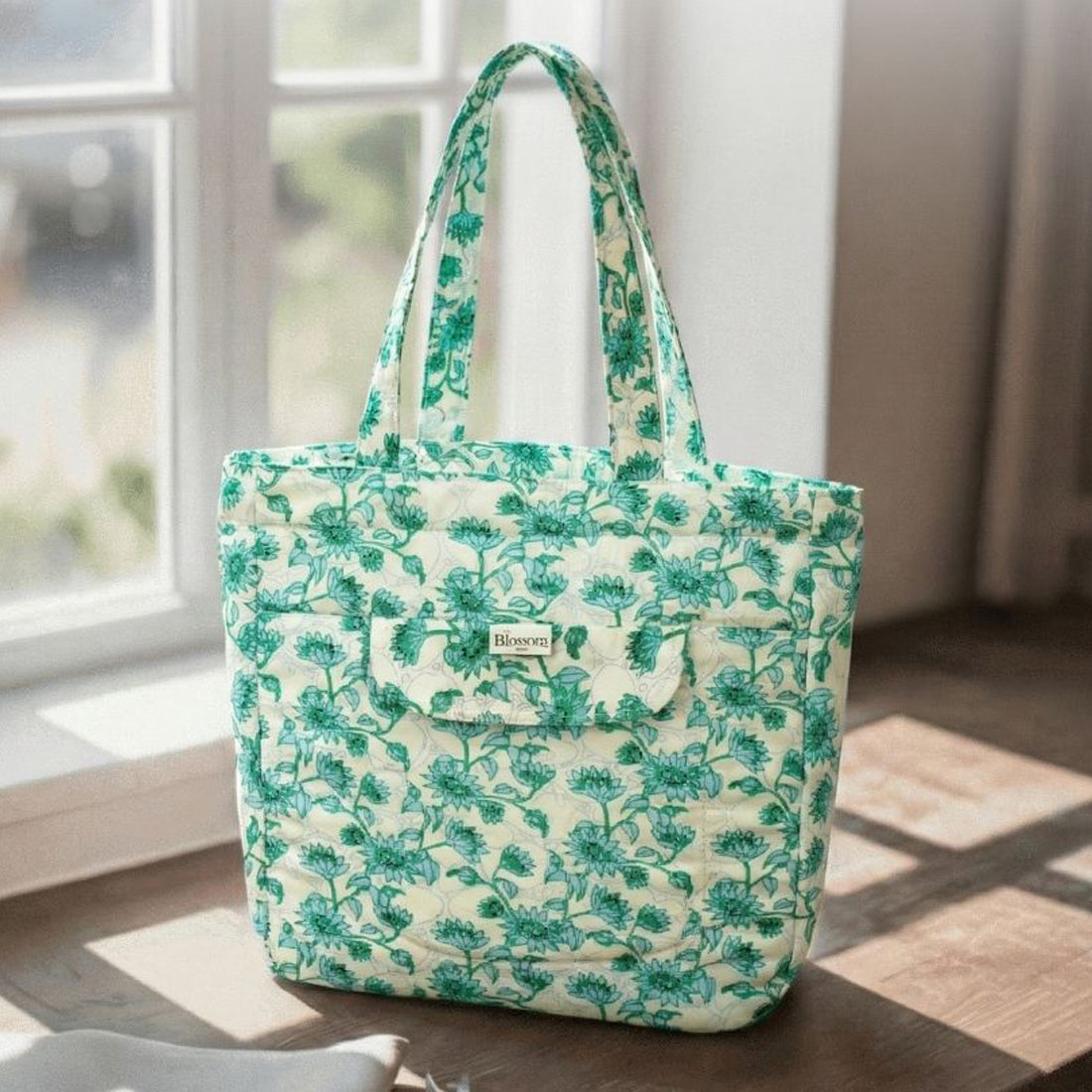 Premium Cotton Lightweight Eco-Friendly Shopper/Tote Bag, Aqua Green