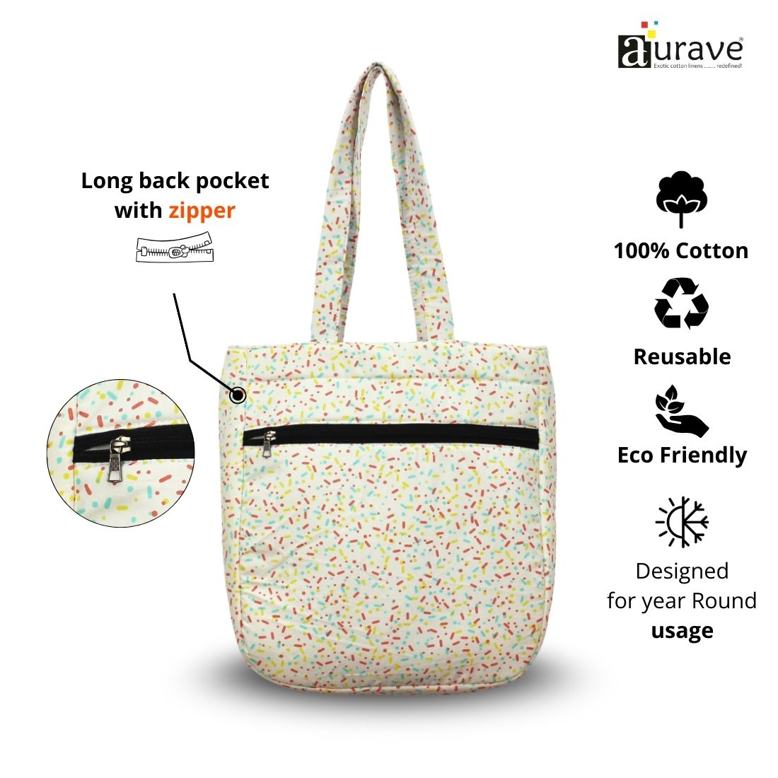 Premium Cotton Lightweight Eco-Friendly Shopper/Tote Bag, White