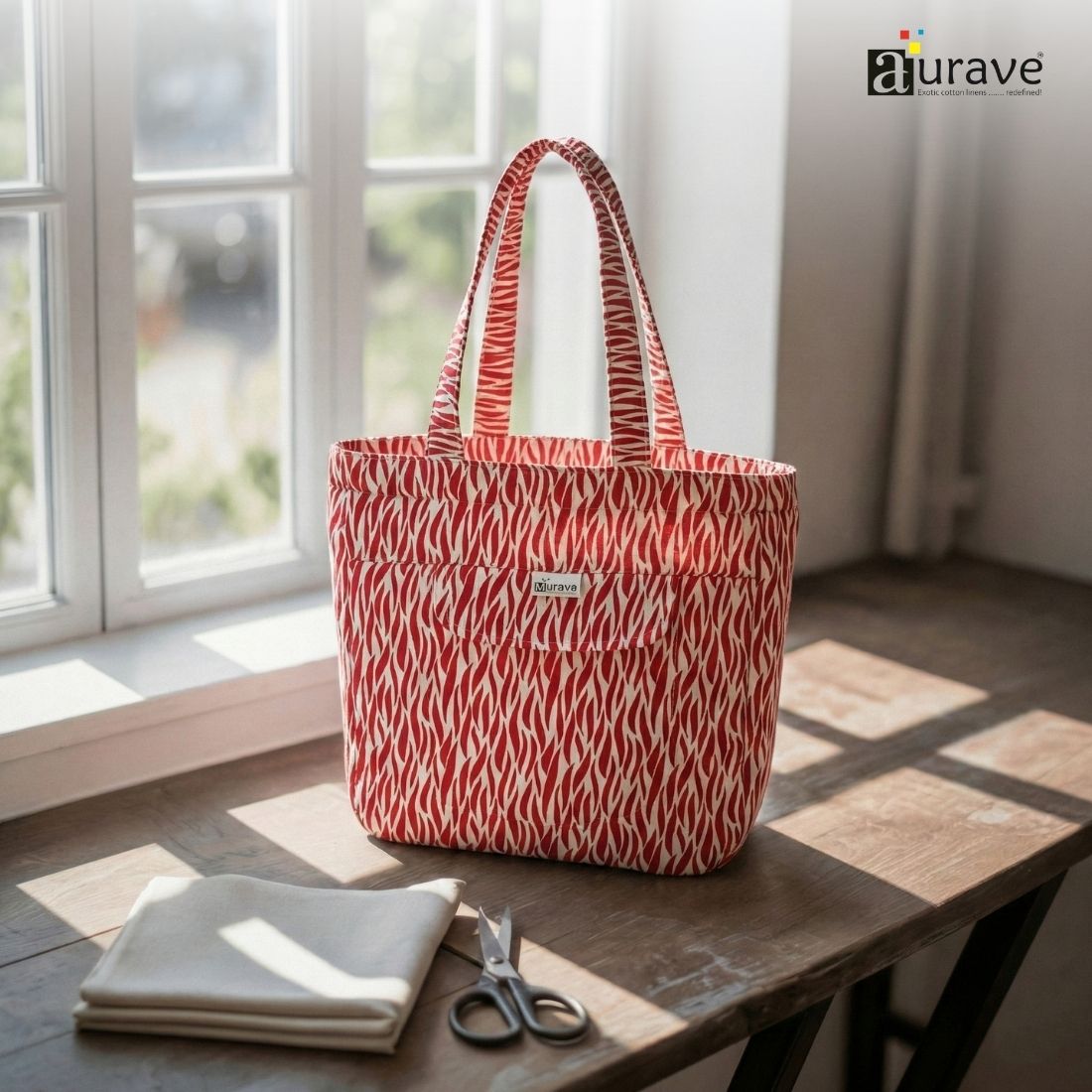 Premium Cotton Lightweight Eco-Friendly Shopper/Tote Bag, Red