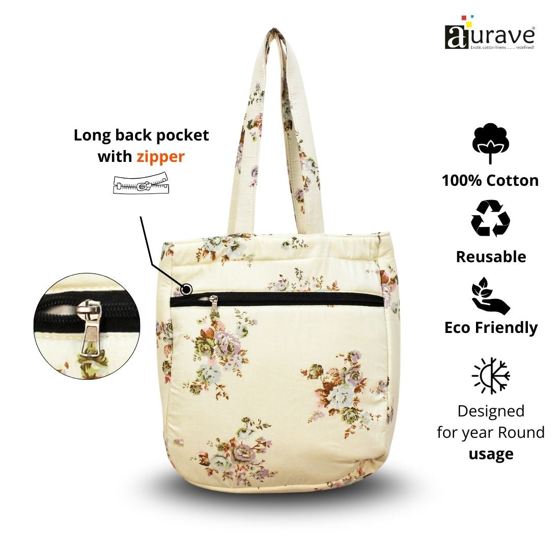 Premium Cotton Lightweight Eco-Friendly Shopper/Tote Bag, Multicolor