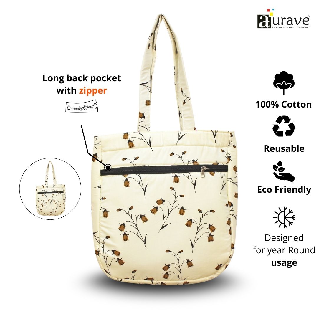 Premium Cotton Lightweight Eco-Friendly Shopper/Tote Bag, White